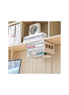 DMG TECH Under Desk Drawer Hidden Selfadhesive Under Mount Desk Drawer Slide Out Office Organizers And Storage Drawers Under Mounted With 2 Layers For Office/Classroom/Home  - Image 3