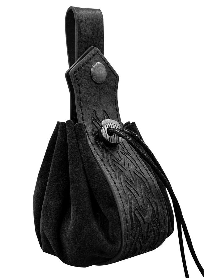 M-YOUNG DND Dice Pouch,Medieval Embossed Faux Leather Belt Pouch, Retro Renaissance Portable Belt Bag Coin Purse Dice Bag (Black) - Image 2