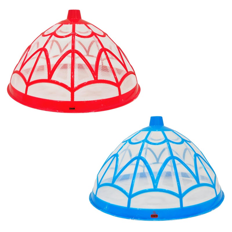 SNKM SNKM Food Cover Net Dome Plastic Round Shaped | Flies, Mosquitoes Other Insects | Kitchen Table Dinning Lid | Fruits, Vegetable Cover (Large, 33 CM/13 Inch Multicolour, Pack of 2)  - Image 1