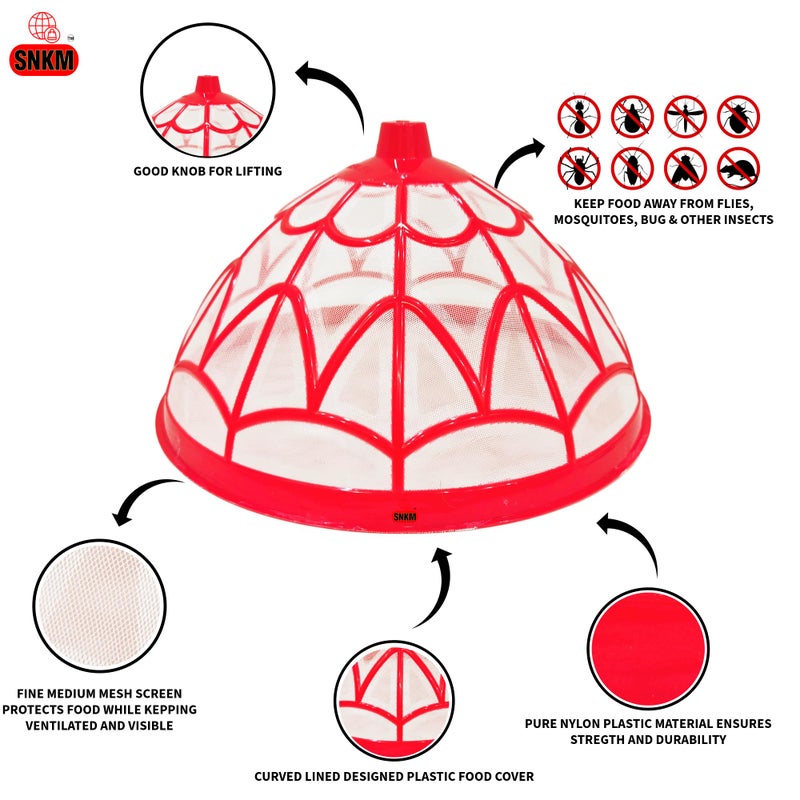 SNKM SNKM Food Cover Net Dome Plastic Round Shaped | Flies, Mosquitoes Other Insects | Kitchen Table Dinning Lid | Fruits, Vegetable Cover (Large, 33 CM/13 Inch Multicolour, Pack of 2)  - Image 5