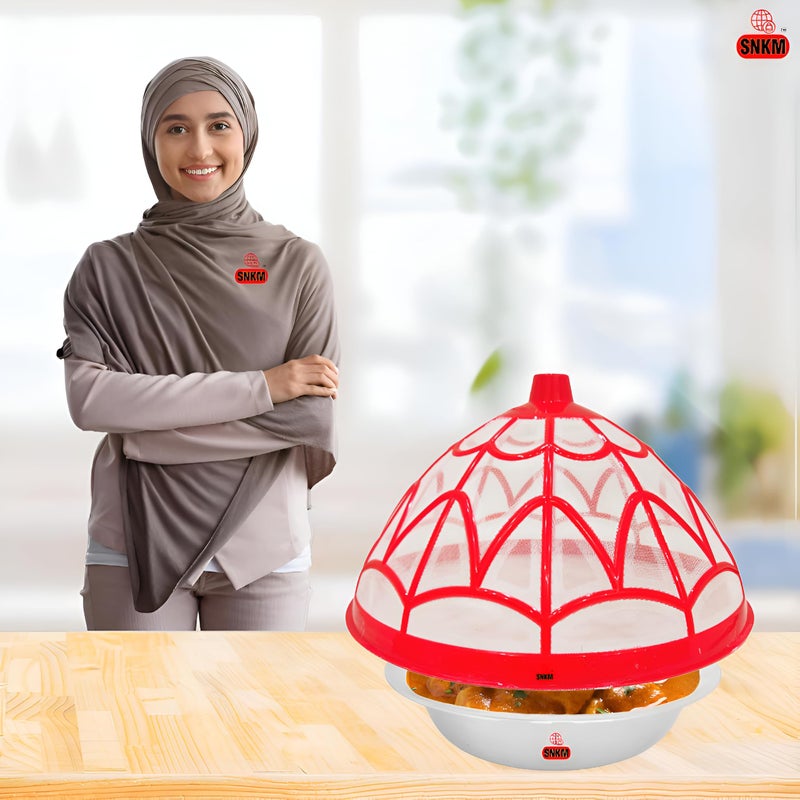 SNKM SNKM Food Cover Net Dome Plastic Round Shaped | Flies, Mosquitoes Other Insects | Kitchen Table Dinning Lid | Fruits, Vegetable Cover (Large, 33 CM/13 Inch Multicolour, Pack of 2)  - Image 2