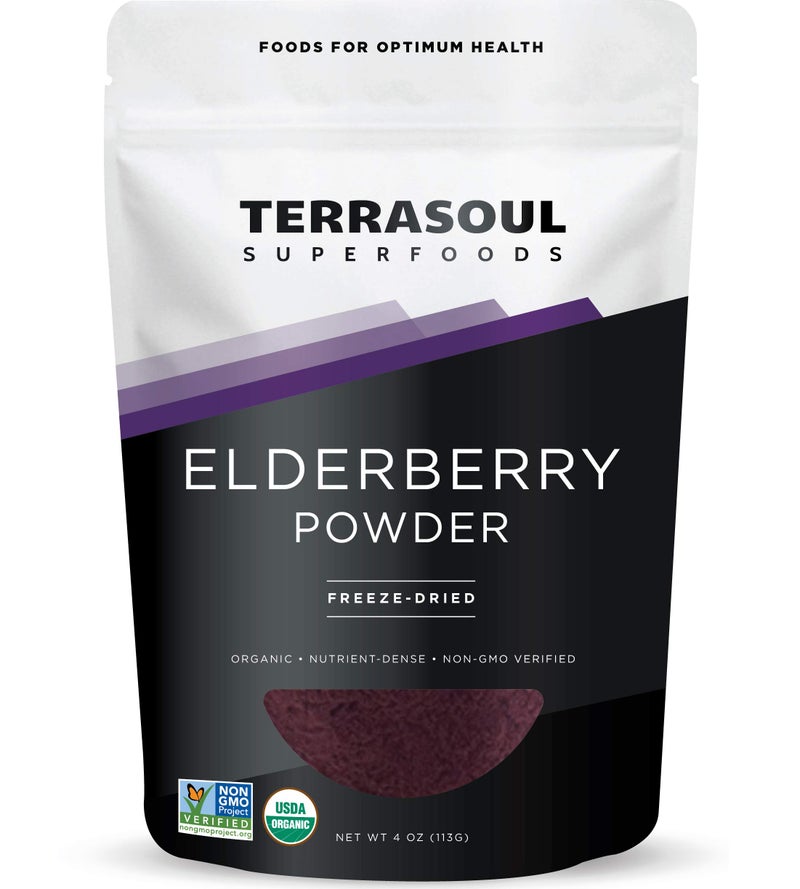 Terrasoul Superfoods Organic Elderberry Powder 4 Oz FreezeDried