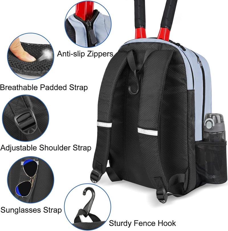 Ytonet Tennis Bag Tennis Backpack for Women Men 2 Rackets with Insulated Pocket Ventilated Shoe Compartment - Image 5