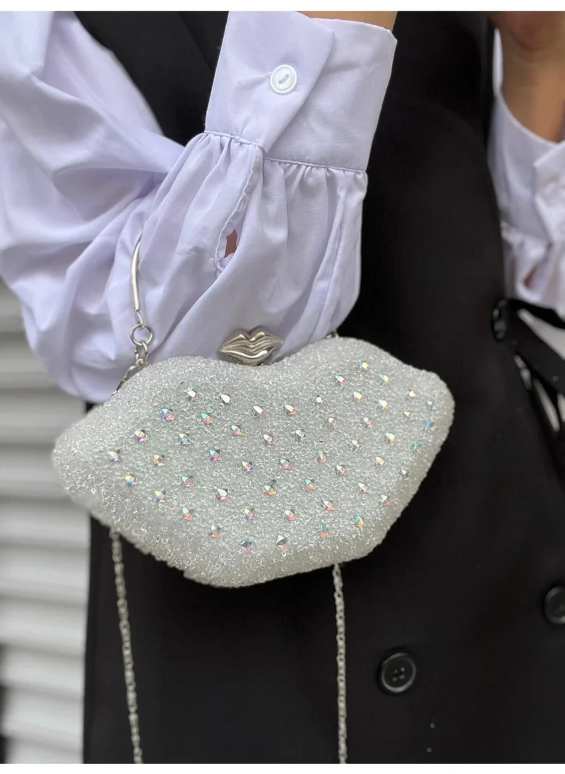 Çanta Trend Bag Trend Crystal Stone Long and Handle Evening Bag (Phone Does Not Fit)