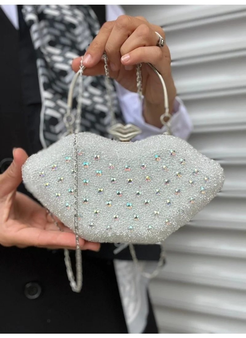 Çanta Trend Bag Trend Crystal Stone Long and Handle Evening Bag (Phone Does Not Fit)