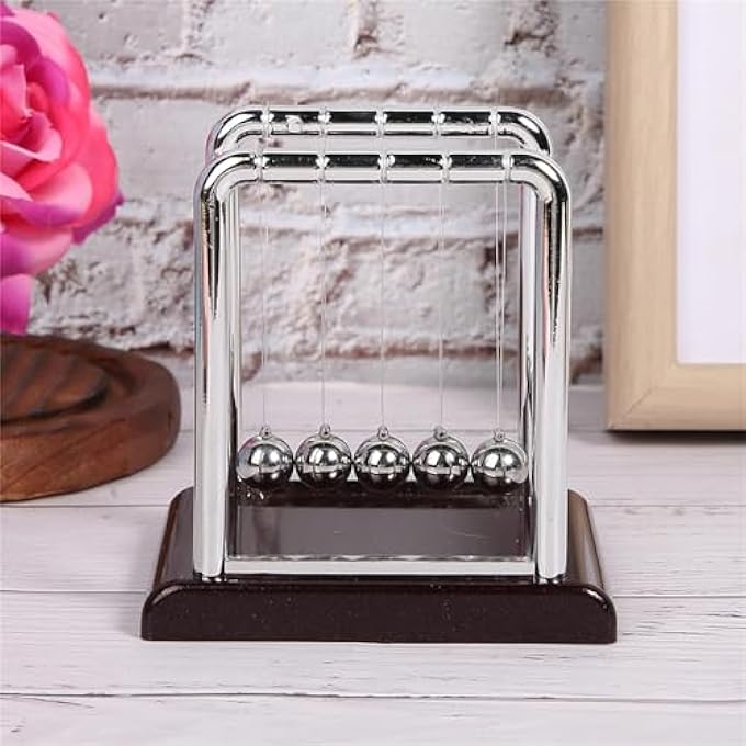 CHICIRIS Newtons Cradle Pendulum, Educational Metal Balanced Ball Toy Desk Physics Science Home Table Decoration, for Adult Stress Relief,Interesting Metal Decorations for Study - Image 3