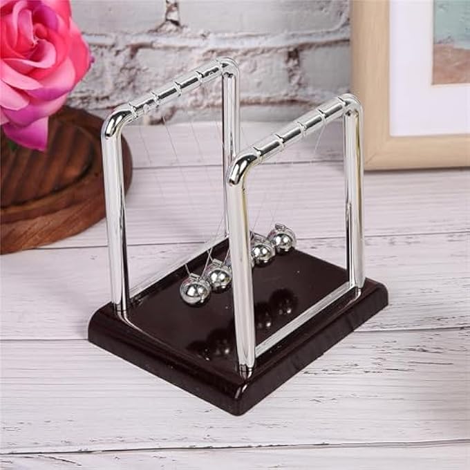 CHICIRIS Newtons Cradle Pendulum, Educational Metal Balanced Ball Toy Desk Physics Science Home Table Decoration, for Adult Stress Relief,Interesting Metal Decorations for Study - Image 2