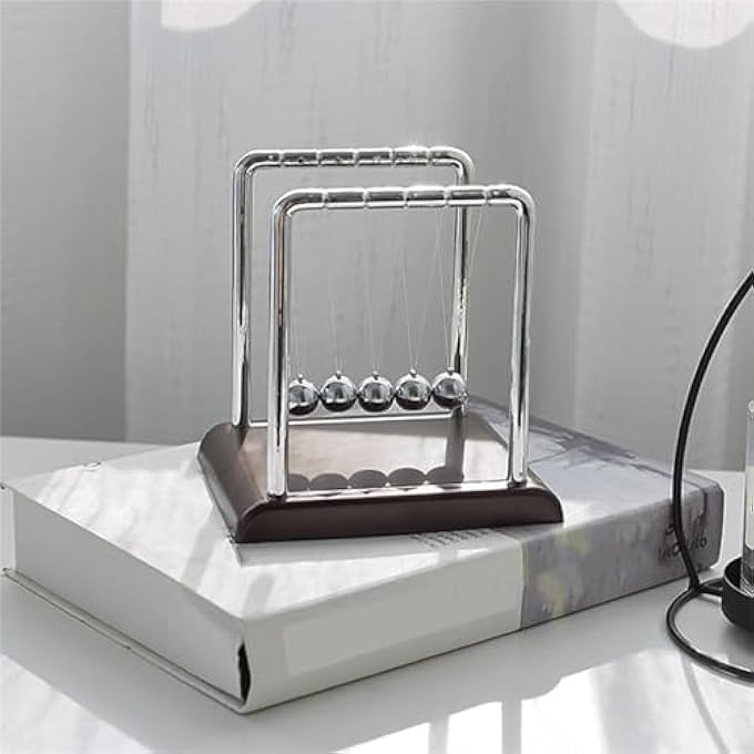 CHICIRIS Newtons Cradle Pendulum, Educational Metal Balanced Ball Toy Desk Physics Science Home Table Decoration, for Adult Stress Relief,Interesting Metal Decorations for Study - Image 4