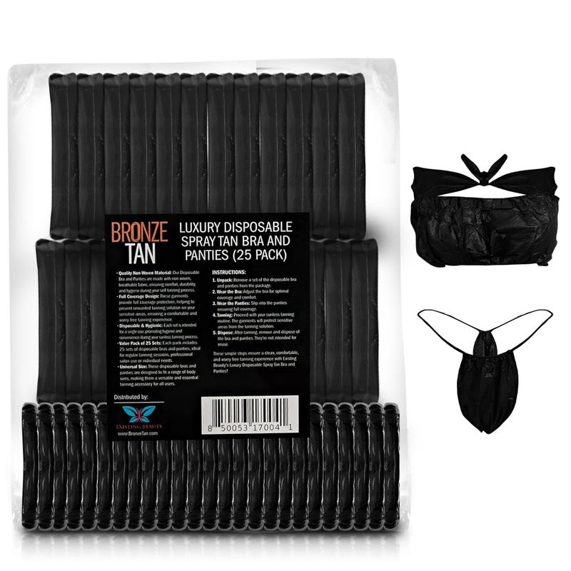 Bronze Tan Disposable Undergarments for Spray Tan NonWoven Breathable Undergarments Full Coverage Hygienic Ideal for Professional Salons Home Use Universal Fit Pack of 25 Set