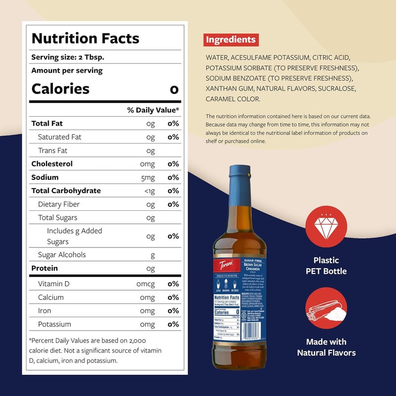 Torani Sugar Free Brown Sugar Cinnamon Syrup - Image 2