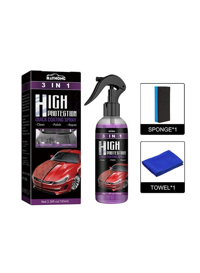 رايهونغ 3 في 1 بخاخ طلاء سريع عالي الحماية للسيارة، بخاخ تلميع شمع السيارة، بخاخ سريع التفاصيل للسيارات، يتم طلاء أسطح السيارة وإصلاحها وصقلها لإزالة الأوساخ والشحوم بسهولة 100 مل - Image 5