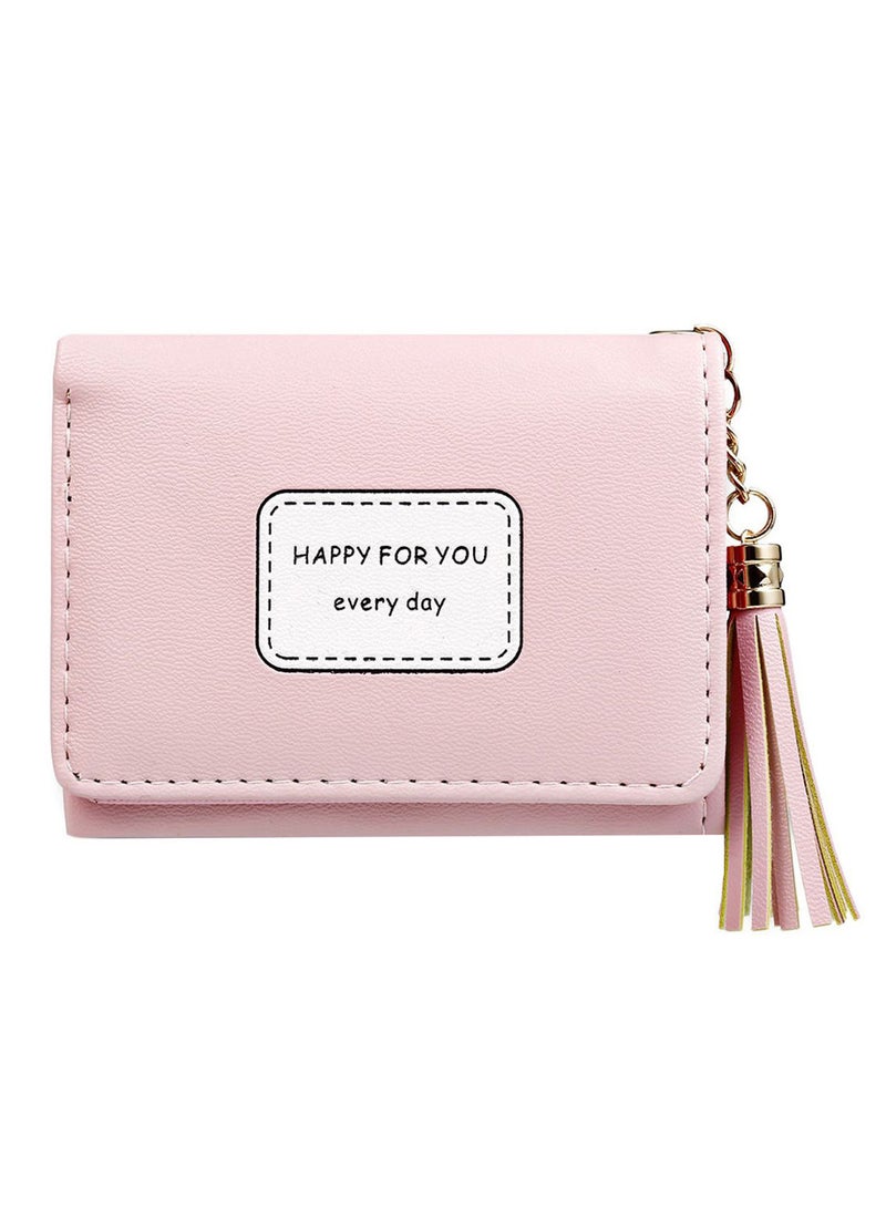 NIBEMINENT Happy For You Tassel Short Wallet Pink  - Image 1