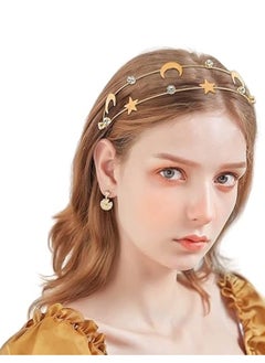 Al Aoyama 8Pcs Golden Moon Star Headband and Hairpin for Women and Girls, Ramadan  - Image 2