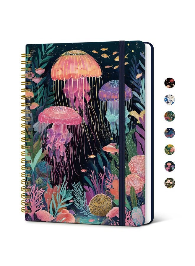 Taja Lined Spiral Notebook Journal for Women A5(5.8" × 8.3"), Cute Hardcover Notebook for Work, School & Note Taking, Pretty College Ruled Journal for Writing, 140 Pages, Midnight Jungle - Image 1