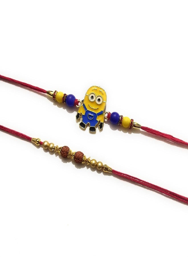 Mamadev:- minion rakhi & rudraksha rakhi Children To cartoonrakhi for Men/boys/Girls raksha bandhan for brother for Bhai Kids(combo) - Image 4