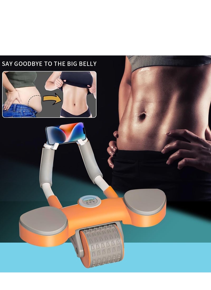 Yoawllty Abs Roller Wheel Core Exercise Equipment with Elbow Support and Timer,Automatic Rebound Ab Abdominal Exercise Roller Wheel for Men Women(Orange)  - Image 2
