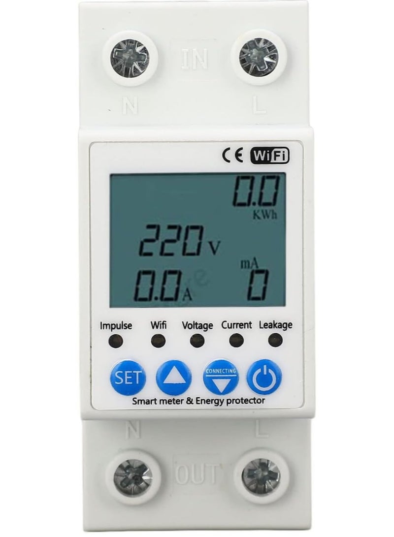 مفتاح حماية من التسرب، قاطع دائرة واي فاي تيار متردد 220 فولت 63 امبير، مراقبة في الوقت الحقيقي ومزود بشاشة led - Image 2