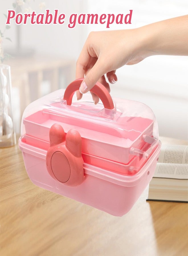 FMOACEN 3-Tier Lockable Hair Accessories Organizer for Girls - Foldable Craft Storage Box Pink Plastic box with 2 Trays for Headbands, Art Supplies, Beads & Washi Tapes - Image 5