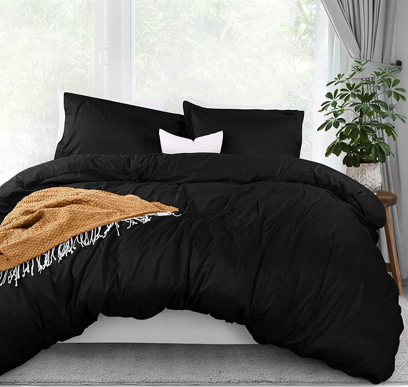 Utopia Bedding Duvet Cover Queen Size - 3 Piece with Zipper Closure - 1 Comforter Cover 90X90 Inches & 2 Pillow Shams 20X26 Inches (Black) Comforter Not Included - Image 1