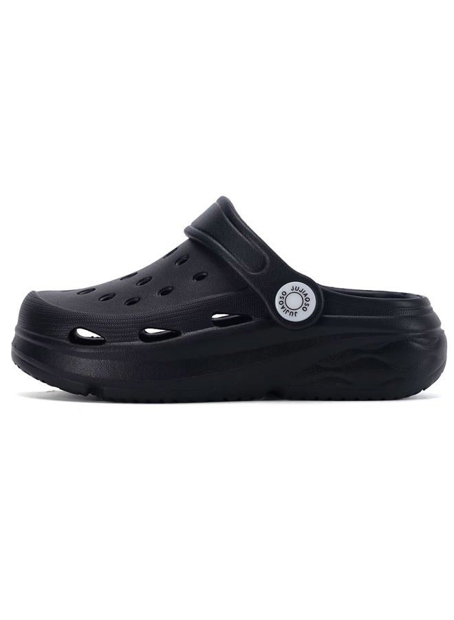 JUJIAOSO Kids Girls Boys Clogs Garden Shoes Slip on Water Shoes Toddler Slides Sandals Beach Slipper Children, Black, 7 Toddler - Image 3