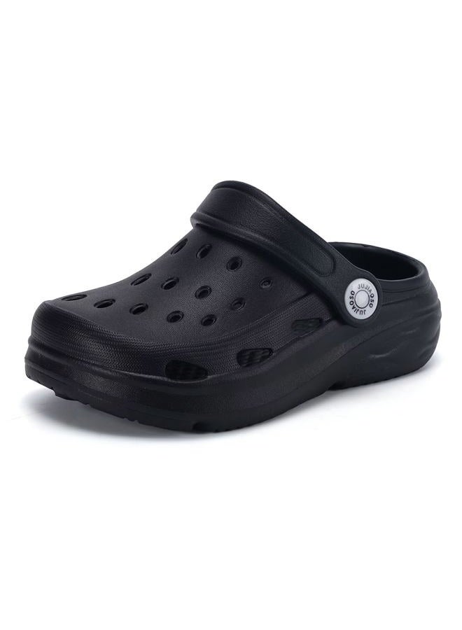 JUJIAOSO Kids Girls Boys Clogs Garden Shoes Slip on Water Shoes Toddler Slides Sandals Beach Slipper Children, Black, 7 Toddler - Image 2