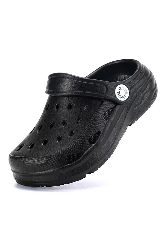 JUJIAOSO Kids Girls Boys Clogs Garden Shoes Slip on Water Shoes Toddler Slides Sandals Beach Slipper Children, Black, 7 Toddler - Image 1