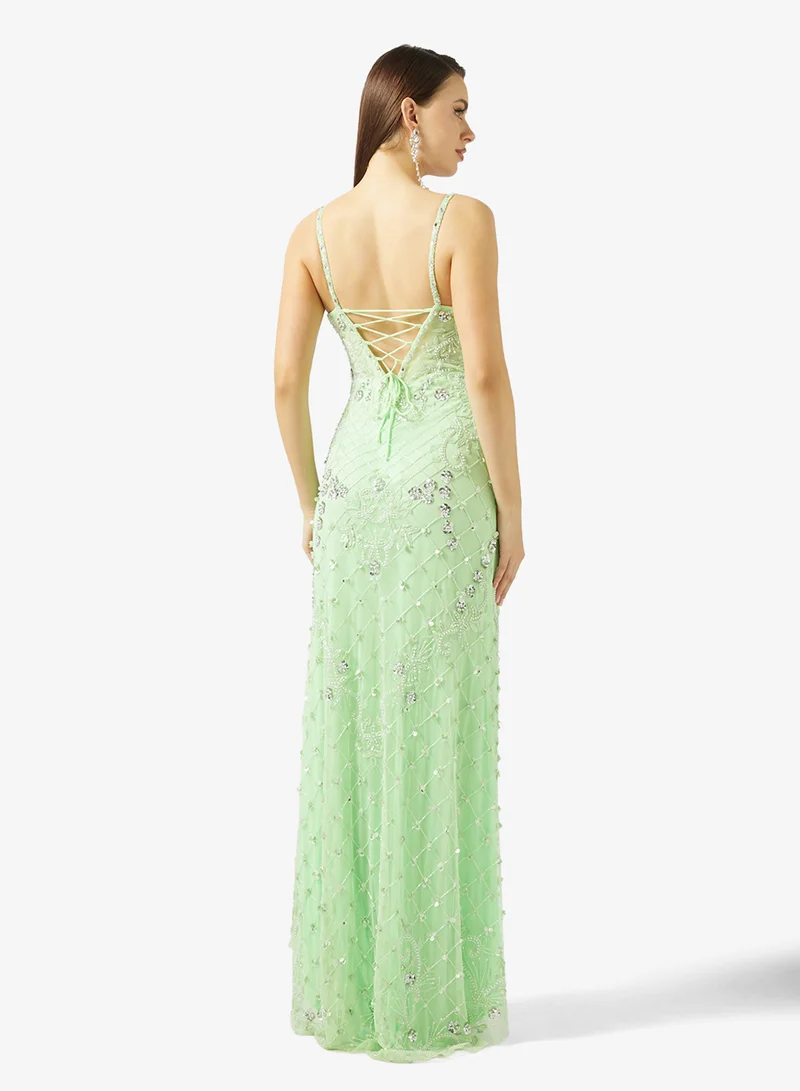 Namshi x  Corset Bodice Bead Embellished Evening Gown for Women | Best Price UAE