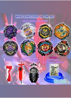 GYRO BURST SAMURAI Gyro Burst Samurai Metal Assembled Set of 8 Spinning Top with Launcher 2-Way, Bey Battling Top for Boys with Organizer Bag, Gyro Spinner Burst Combat Fighting Toy, BeyBlade Burst Set Kids Battle Toys for Competition  - Image 2