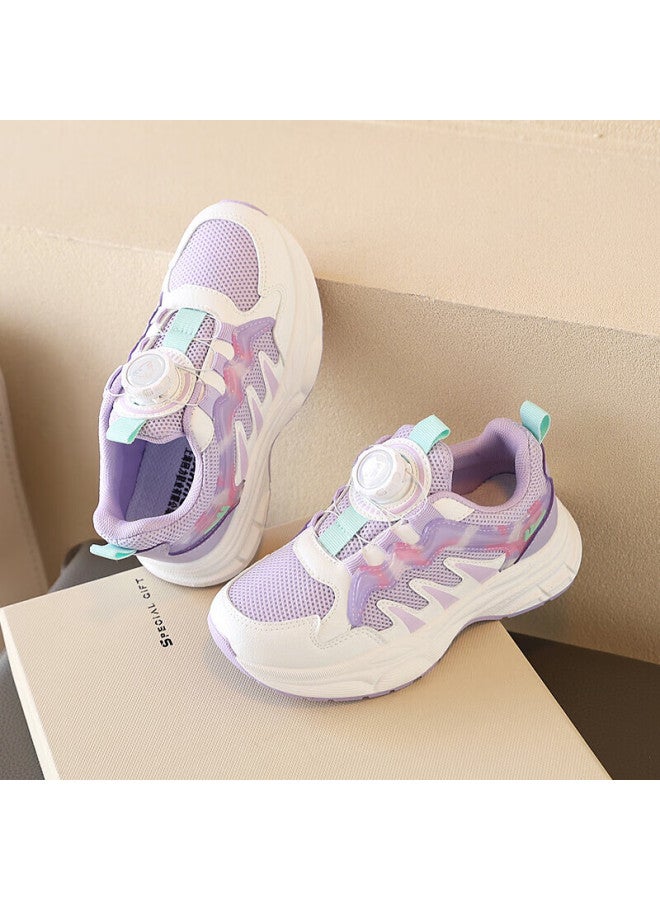Warrior Kids Running Shoes With K Buckle Dad Shoes For Big Kids Casual Shoes Wz-1105 Purple White Size 32 - Image 3