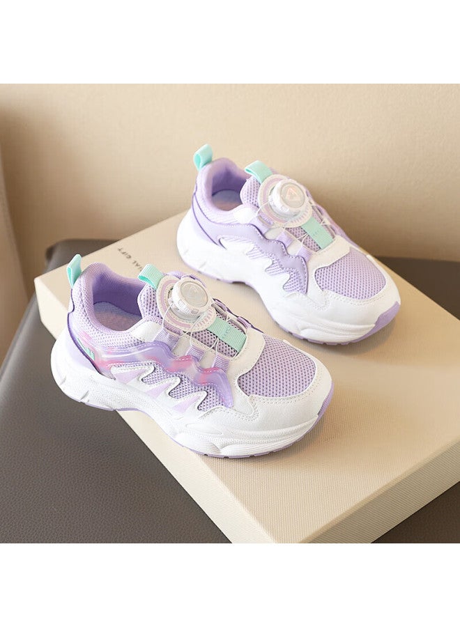 Warrior Kids Running Shoes With K Buckle Dad Shoes For Big Kids Casual Shoes Wz-1105 Purple White Size 32 - Image 4