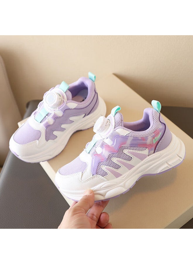 Warrior Kids Running Shoes With K Buckle Dad Shoes For Big Kids Casual Shoes Wz-1105 Purple White Size 32 - Image 2