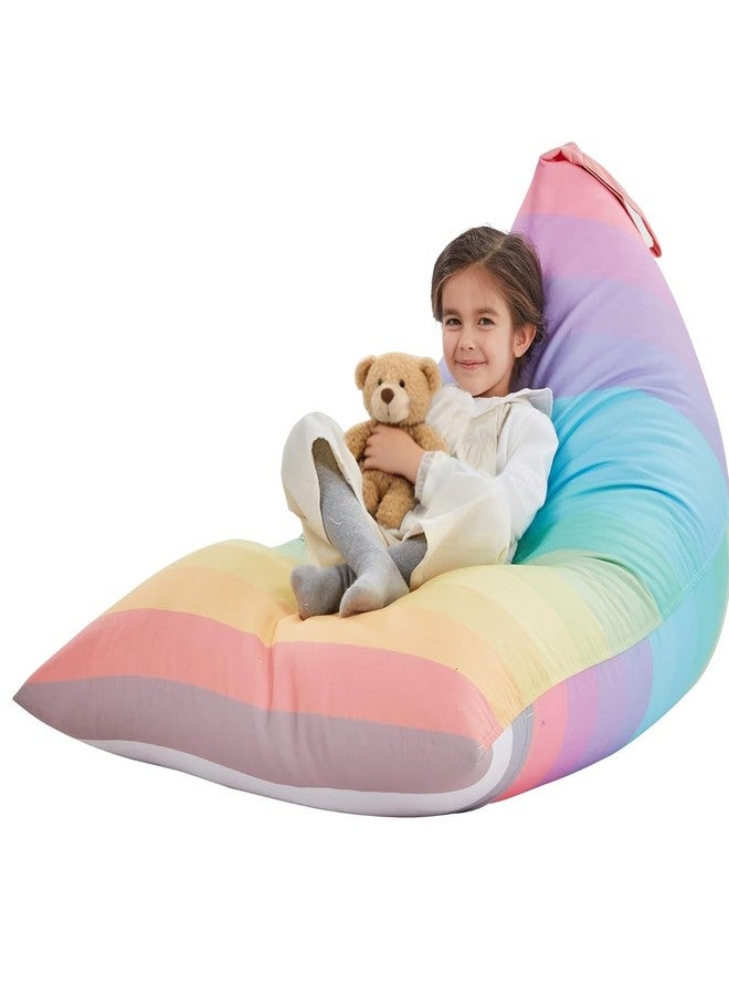 Nobildonna Stuffed Animal Storage Bean Bag Chair Cover for Kids Teens (No Filler) 250L Washable Large Beanbag Cover for Kids Room Organizing Plush Toys or Home Living Room Textile,Rainbow - Image 1