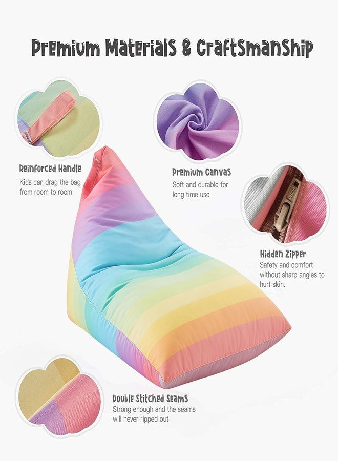 Nobildonna Stuffed Animal Storage Bean Bag Chair Cover for Kids Teens (No Filler) 250L Washable Large Beanbag Cover for Kids Room Organizing Plush Toys or Home Living Room Textile,Rainbow - Image 3