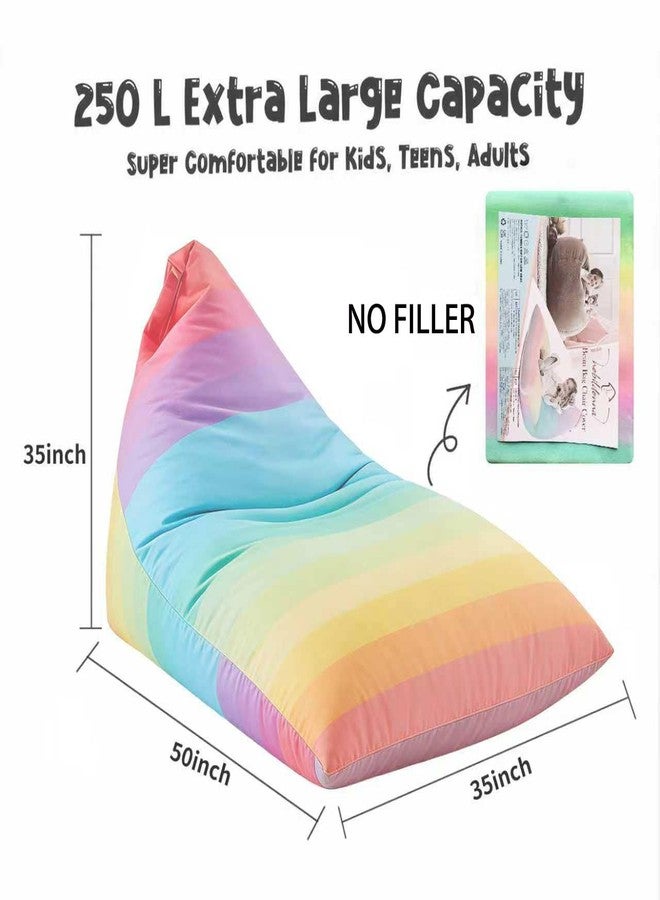 Nobildonna Stuffed Animal Storage Bean Bag Chair Cover for Kids Teens (No Filler) 250L Washable Large Beanbag Cover for Kids Room Organizing Plush Toys or Home Living Room Textile,Rainbow - Image 2