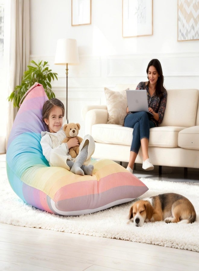 Nobildonna Stuffed Animal Storage Bean Bag Chair Cover for Kids Teens (No Filler) 250L Washable Large Beanbag Cover for Kids Room Organizing Plush Toys or Home Living Room Textile,Rainbow - Image 5
