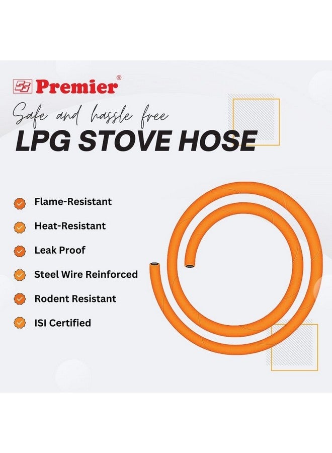 Premier Premier Lpg Stove Hose, 1.5 Meters, Steel Wire Reinforced, Isi Certified (Orange) - Durable and Safe Gas Hose with High-Strength Steel Reinforcement, Ensures Leak-Proof Performance  - Image 2