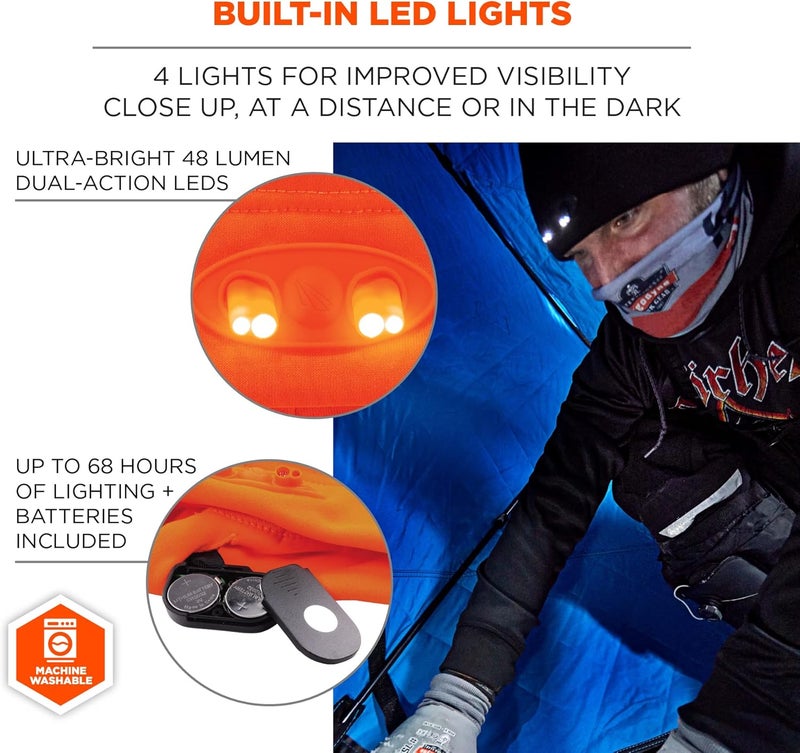 Ergodyne Ergodyne Standard Beanie Winter Hat with LED Lights Orange One Size - Image 3