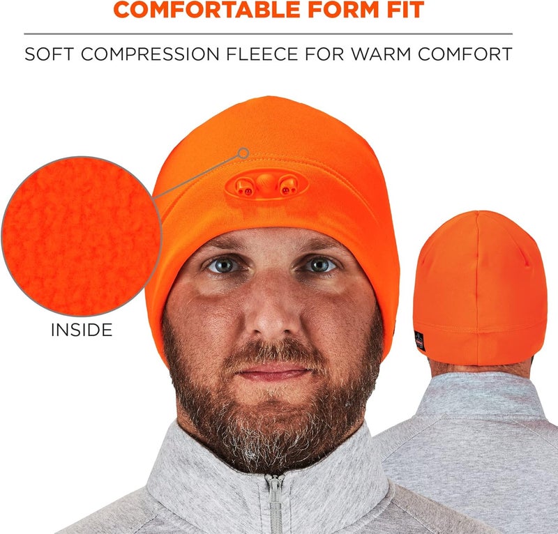 Ergodyne Ergodyne Standard Beanie Winter Hat with LED Lights Orange One Size - Image 4