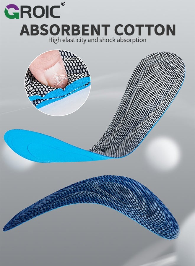 GROIC 3-Pack Herbal Anti-Odor Shoe Insoles - Cloud Cushioning Breathable Inserts for Men & Women, Steppers Insoles with Arch Support for Foot Pain Relief and Fatigue Reduction，Trim to Fit - 2 Blue + 1 Gray - Size 43-44 - Image 4