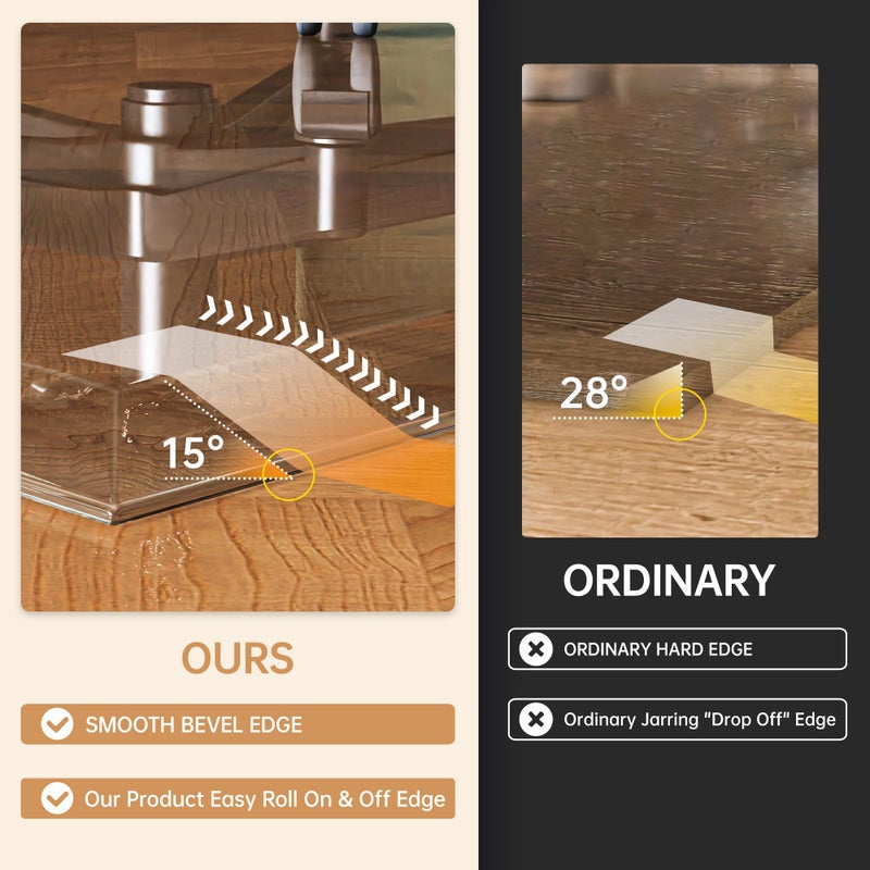 Hasipu [Tempered Glass] 36â€œ x 36â€ Beveled Edge Glass Chair Mat with Polished Edge Clear Office Chair Mat, Glides Smoothly, Suitable for Carpet or Hardwood Floors - Image 2