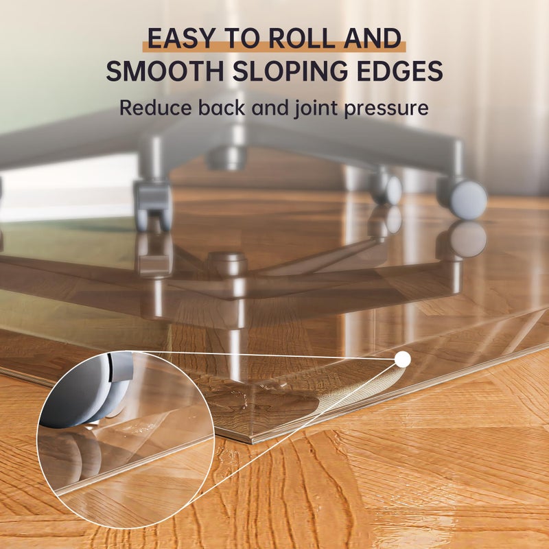 Hasipu [Tempered Glass] 36â€œ x 36â€ Beveled Edge Glass Chair Mat with Polished Edge Clear Office Chair Mat, Glides Smoothly, Suitable for Carpet or Hardwood Floors - Image 3