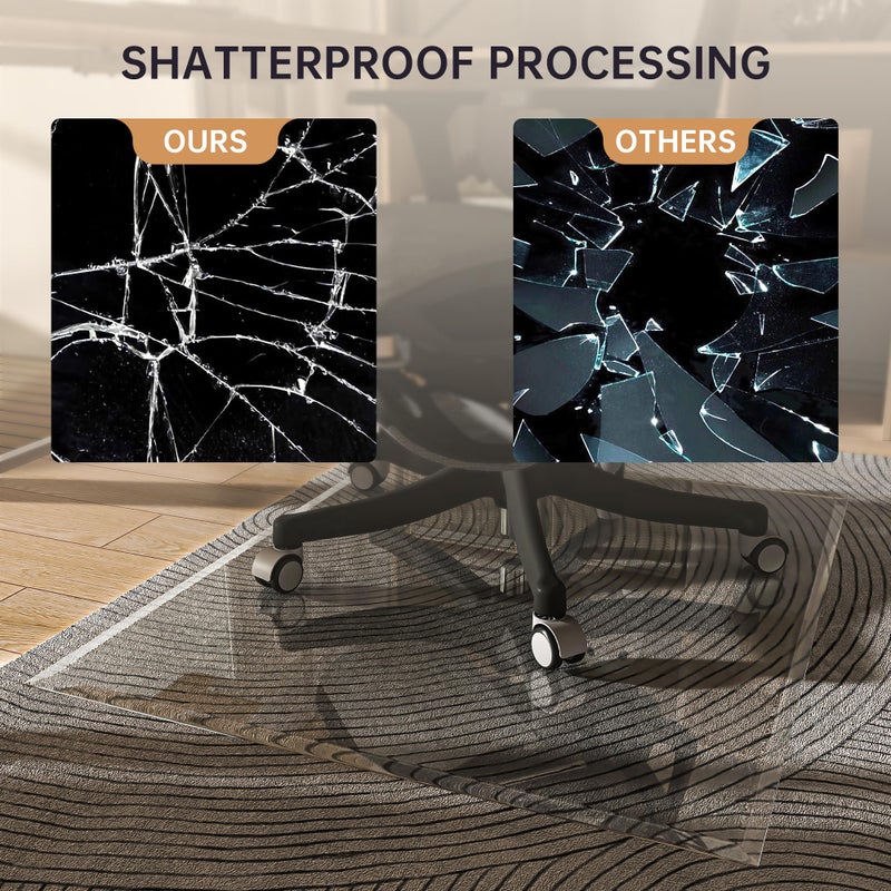 Hasipu [Tempered Glass] 36â€œ x 36â€ Beveled Edge Glass Chair Mat with Polished Edge Clear Office Chair Mat, Glides Smoothly, Suitable for Carpet or Hardwood Floors - Image 5
