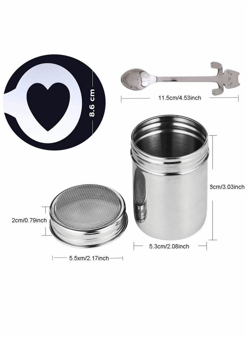 Y&D - Chocolate Shaker Dusters Stainless Steel Mesh Powder for Icing Sugar Cocoa Cappuccino with Coffee Stencils, Kitchen, Drinks and Baking - Image 1