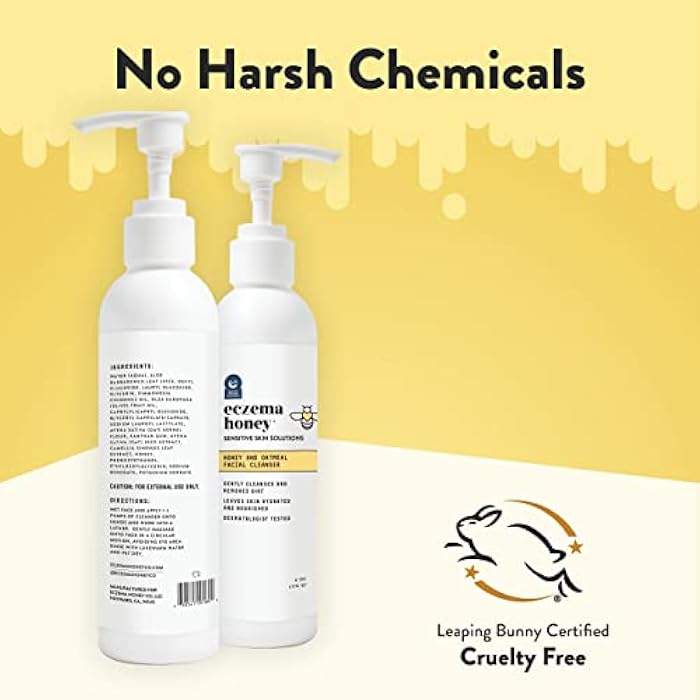 ECZEMA HONEY Oatmeal Facial Cleanser - Natural Eczema Face Wash Prevents Breakouts - Daily Gentle Face Cleanser for Dry, Itchy, Sensitive, & Irritable Skin (6 Oz) - Image 5