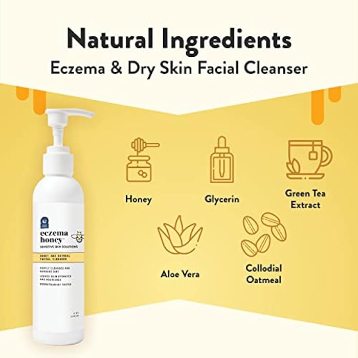 ECZEMA HONEY Oatmeal Facial Cleanser - Natural Eczema Face Wash Prevents Breakouts - Daily Gentle Face Cleanser for Dry, Itchy, Sensitive, & Irritable Skin (6 Oz) - Image 2