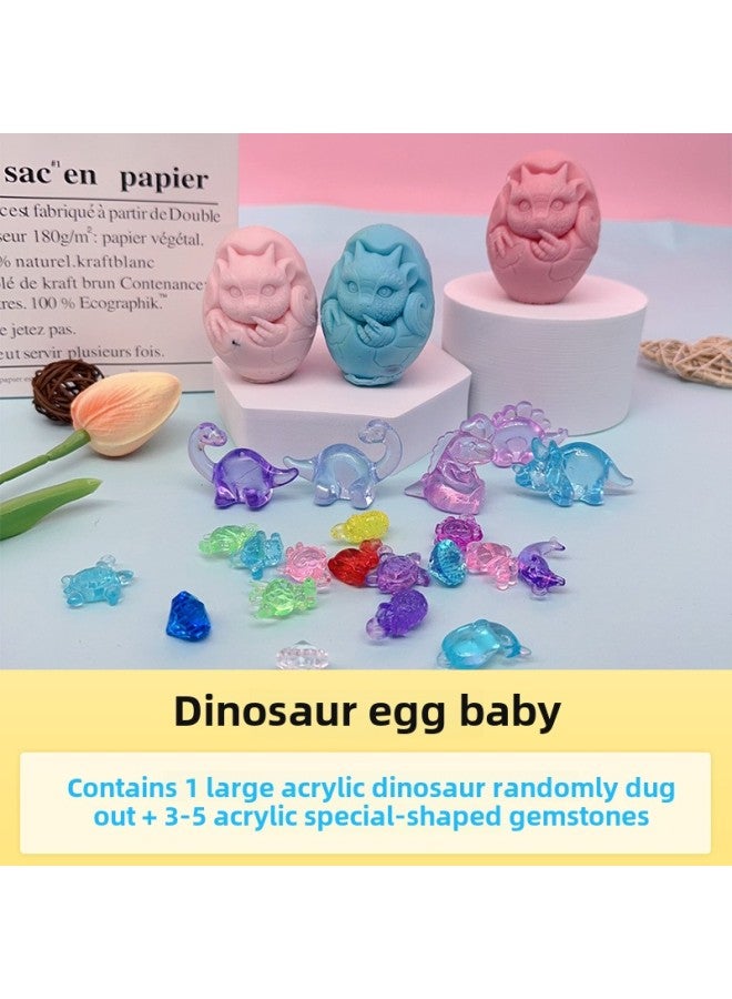 Children's Archaeological Digging Treasure Toys Animal Soap Scraping Soap Blind Box Gem Digging And Digging Music Wholesale-color:Connotation Acrylic Large Fear Dragon Randomly Dug Out 1 Acrylic Special-shaped Gemstone 3-5 Pieces  - Image 1