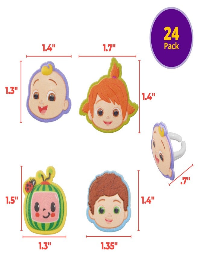 DecoPac CoComelon Playtime Rings | 24 Cupcake Toppers Featuring JJ, YoYo & TomTom | DecoPac CoComelon Cake Decorations, Food Safe & Ready To Use - 24 Pack - Image 3