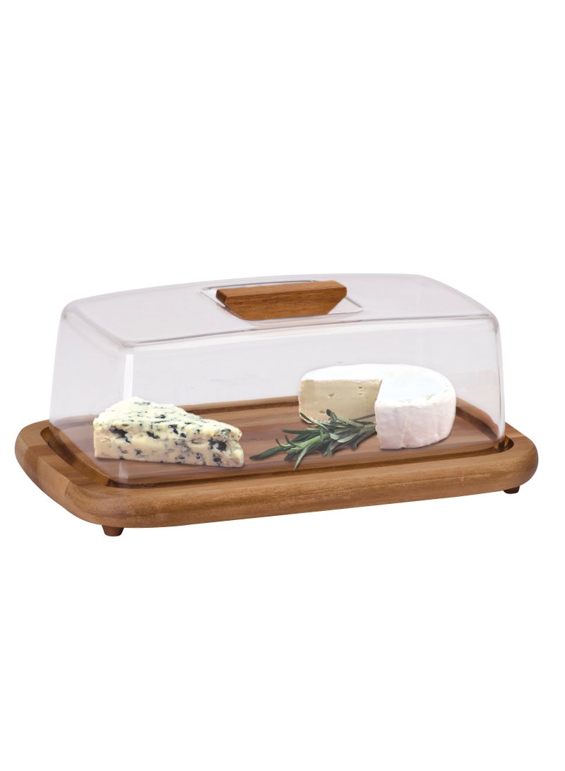 BILLI Wooden Serving Tray, Cheese Dome with Acrylic Cover,  Brown ACA-910 - Image 1