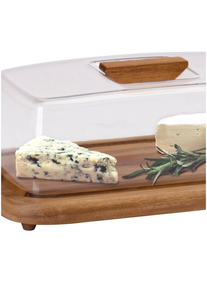 BILLI Wooden Serving Tray, Cheese Dome with Acrylic Cover,  Brown ACA-910 - Image 3