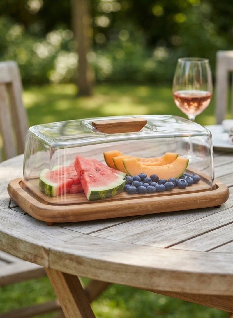 BILLI Cheese Dome with Acrylic Cover, Elegant Wooden Cheese Board and Transparent Food Cover for Cheese, Desserts and Appetizers, Brown & Clear - Image 5